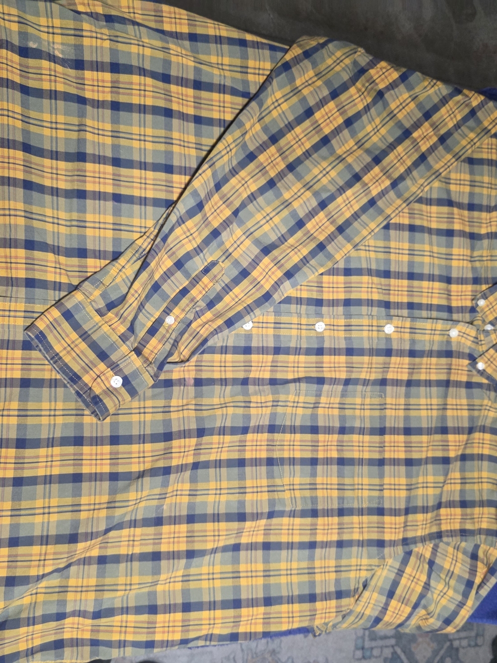 The Foundry Supply Co. Men's Yellow and Blue Plaid Button-Down Shirt